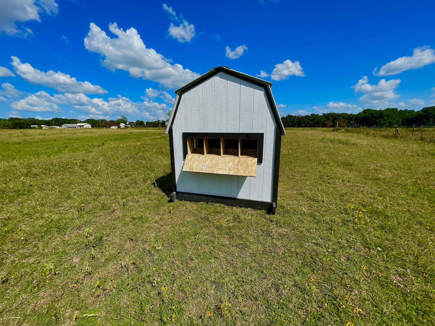 Modern Farmhouse Chicken Coop – 6x6 Henhouse with 6x9 Run (Black & White)