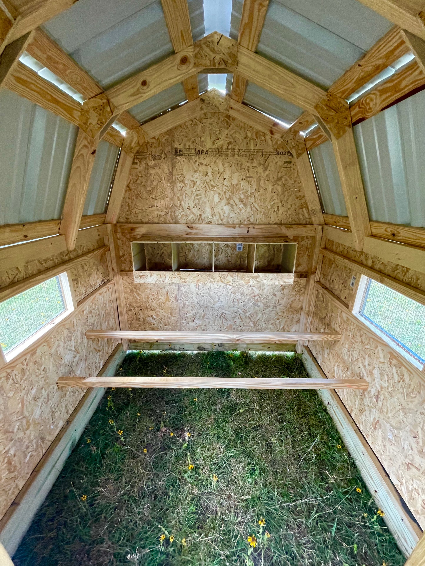 Modern Farmhouse Chicken Coop – 6x6 Henhouse with 6x9 Run (Black & White)